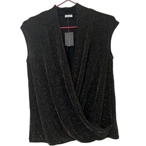 NWT Suzy Shier Crossover Sleeveless Glitter Top